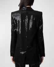 Load image into Gallery viewer, Back of the black Zadig &amp; Voltaire blazer, available at west2westport.com