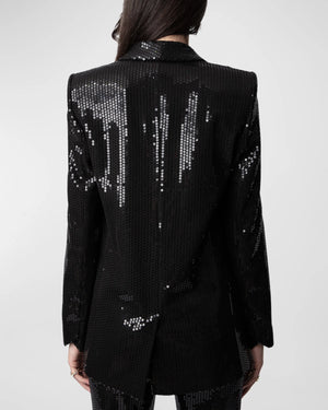 
            
                Load image into Gallery viewer, Back of the black Zadig &amp;amp; Voltaire blazer, available at west2westport.com
            
        