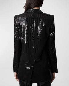 Back of the black Zadig & Voltaire blazer, available at west2westport.com