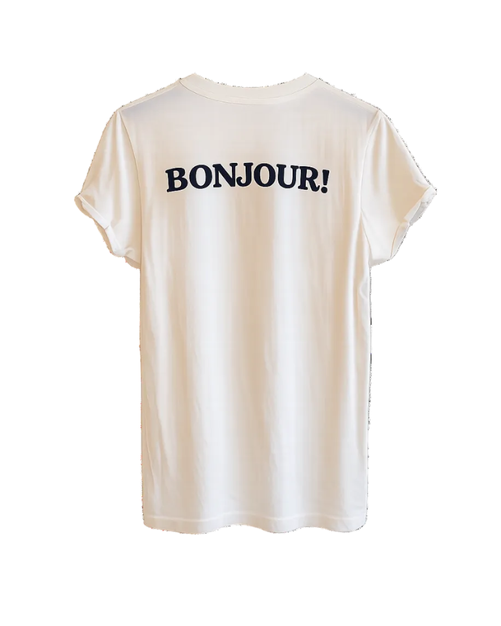 A white Recycled Karma Paris Is Always A Good Idea Tee by RECYCLED KARMA is displayed on a plain background. Made from 100% cotton, this vintage graphic tee features the phrase "Paris Is Always A Good Idea" printed in large black letters across the upper back of the shirt.