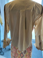 Load image into Gallery viewer, rear view of the khaki button down blouse at west2westport.com