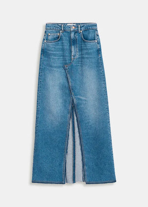 essentiel antwerp reworked denim midi skirt at west2westport.com at 