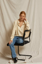 Load image into Gallery viewer, half zip fleece sweatshirt in sugar at west2westport.com
