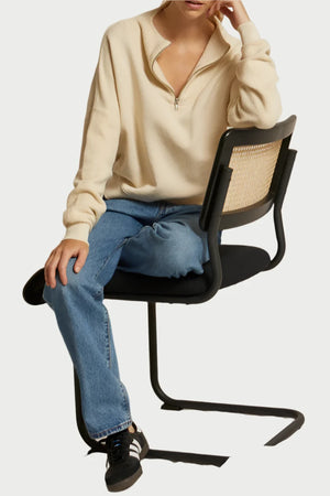 half zip fleece sweatshirt in sugar at west2westport.com
