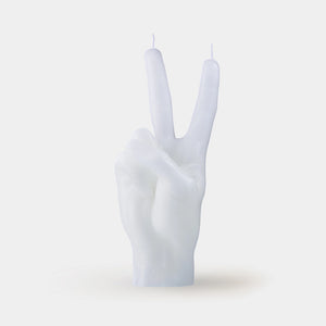 
            
                Load image into Gallery viewer, white victory hand gesture candle at west2westport.com
            
        