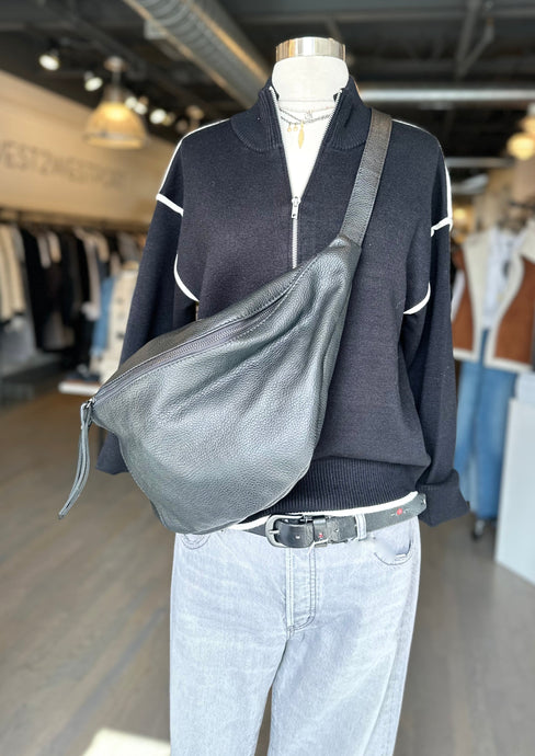 Extra large black Fanny Pack/Crossbody, available at west2westport.com