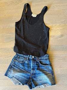 Moussy denim shorts and zadig & voltaire sparkly camisole at west2westport.com