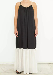 Chiffon Dress in Black and Creme, available at west2westport.com