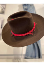 Load image into Gallery viewer, brown felt hat with red ribbon at west2westport.com
