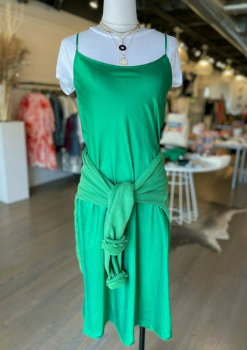 kelly green slip dress and i stole my boyfriend's shirt at west2westport.com