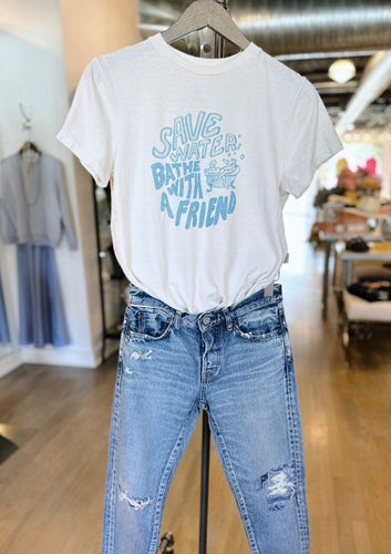 Save Water graphic tee and Moussy jeans at west2westport.com
