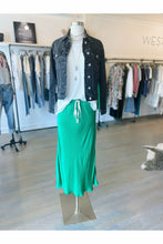 Load image into Gallery viewer, Frame black denim jacket and silk skirt at west2westport.com