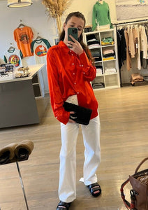 Frame Standard Shirt, 3 Strap Roam Slide, Zadig Knit Clutch, available at WEST2WESTPORT.com