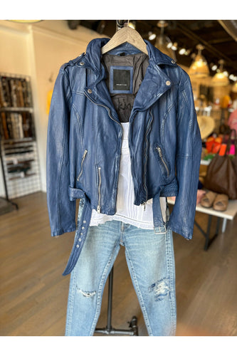 cool leather jacket , zadig & voltaire cotton tank and moussy jeans at west2westport.com