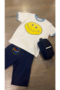 men's smiley face graphic tee with aviator nation shorts at west2westport.com