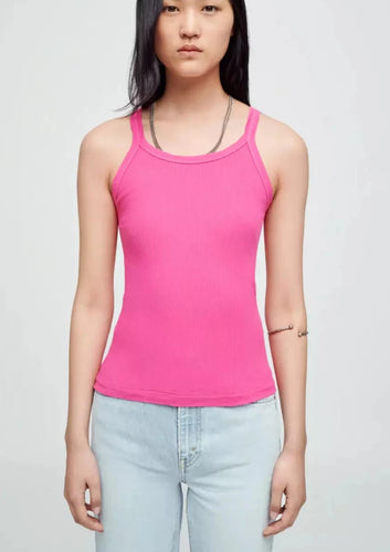 Ribbed tank by Re/Done in fuchsia, available at west2westport.com
