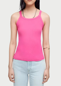 Ribbed tank by Re/Done in fuchsia, available at west2westport.com