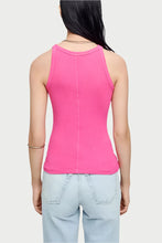 Load image into Gallery viewer, Back of the ribbed tank in fuchsia, available at west2westport.com