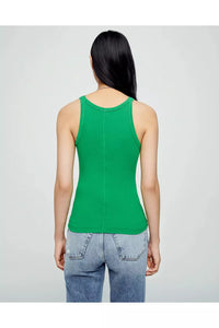 Back of the ribbed tank in kelley green, available at west2westport.com
