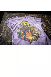 Up close of the Jimi Hendrix tee, available at west2westport.com