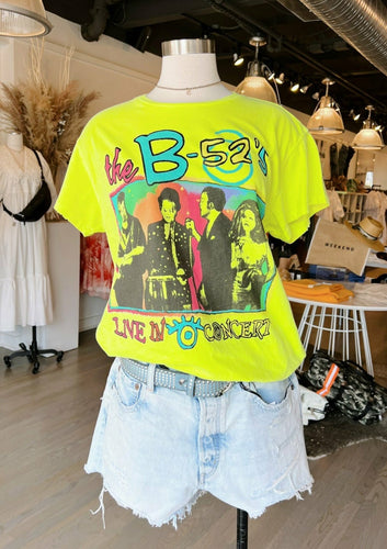 moussy light wash shorts with b52s graphic tee at west2westport.com