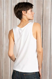 Back of the Antique White Parrish tank, available at west2westport.com