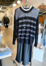 Load image into Gallery viewer, black slip dress under redone tee and rta sweater at west2westport.com
