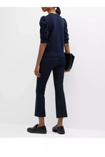 Load image into Gallery viewer, Rear view of Frame Crop Mini Boot Trouser in navy- WEST2WESTPORT.com