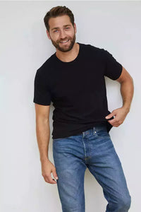 perfect white tee Men's MICK Short Sleeve Crew Neck in Vintage Black, available at WEST2WESTPORT.com