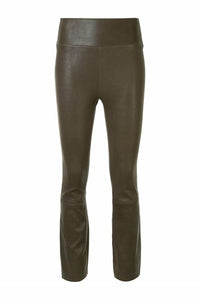 sprwmn crop flare leather pants in mink at west2westport.com